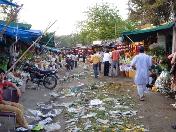 Devastation at the end of the day at the flower market.