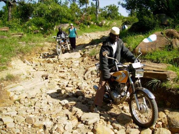 Spot the mine markers at the side of the road...