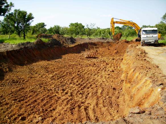 Digging up murrum for the road surfaces