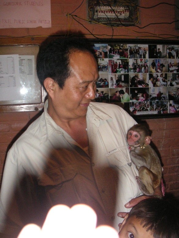 Man with a monkey