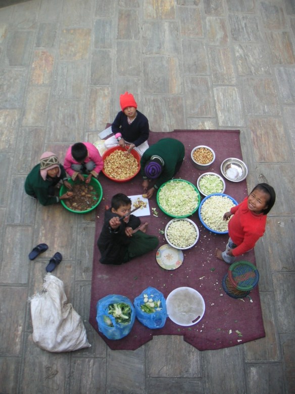 Chopping epic amounts of vegetables for the feast!